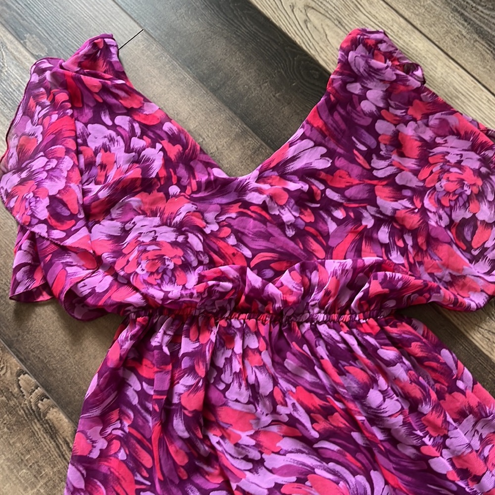 Purple Print Flowy Dress - Picture 3 of 4
